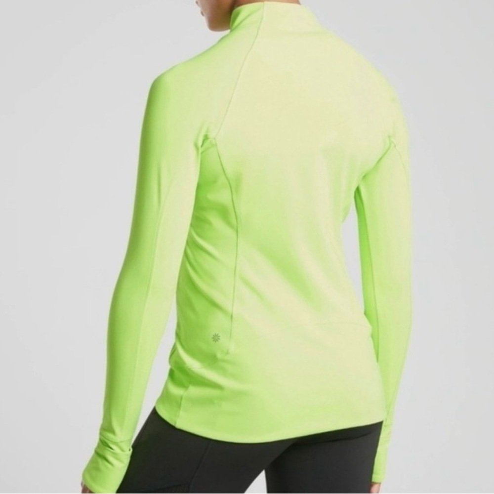 Athleta Whittier Peak Half Zip Long Sleeve Top Womens Small Neon Green Ladies - Picture 5 of 16
